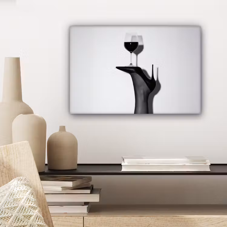 Canvas schilderij - Hak - Wijn - Minimalistisch - Zwart — 5