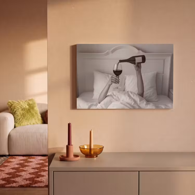 Canvas schilderij - Lakens - Armen - Wijn - Glas — 2