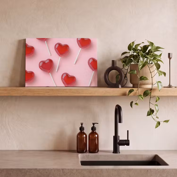 Canvas schilderij - Lollies - Hartjes - Roze — 3