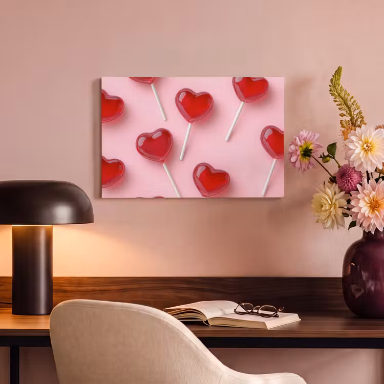 Canvas schilderij - Lollies - Hartjes - Roze — 4