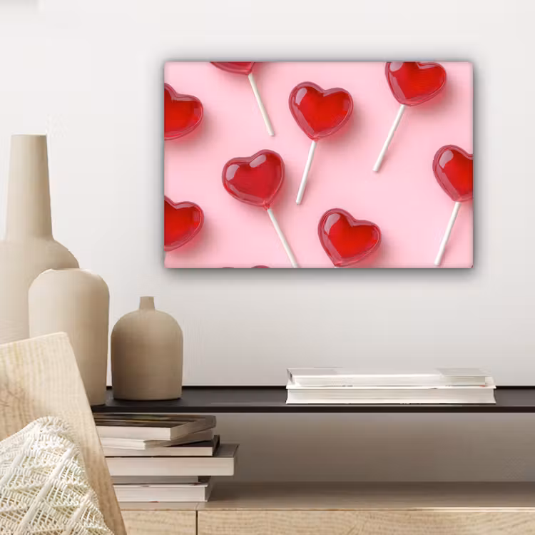 Canvas schilderij - Lollies - Hartjes - Roze — 5