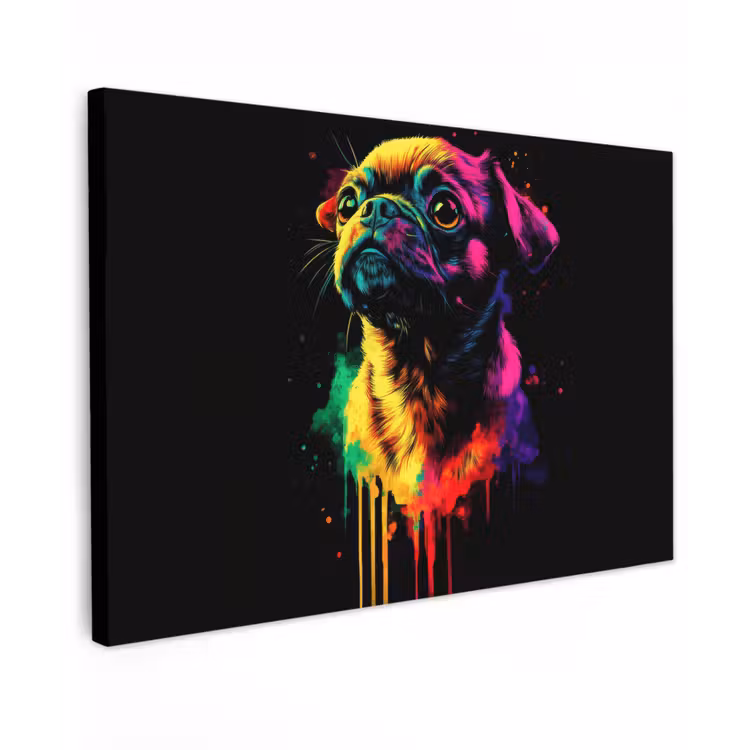 Canvas schilderij - Puck - Hond - Verf - Kleuren — 1