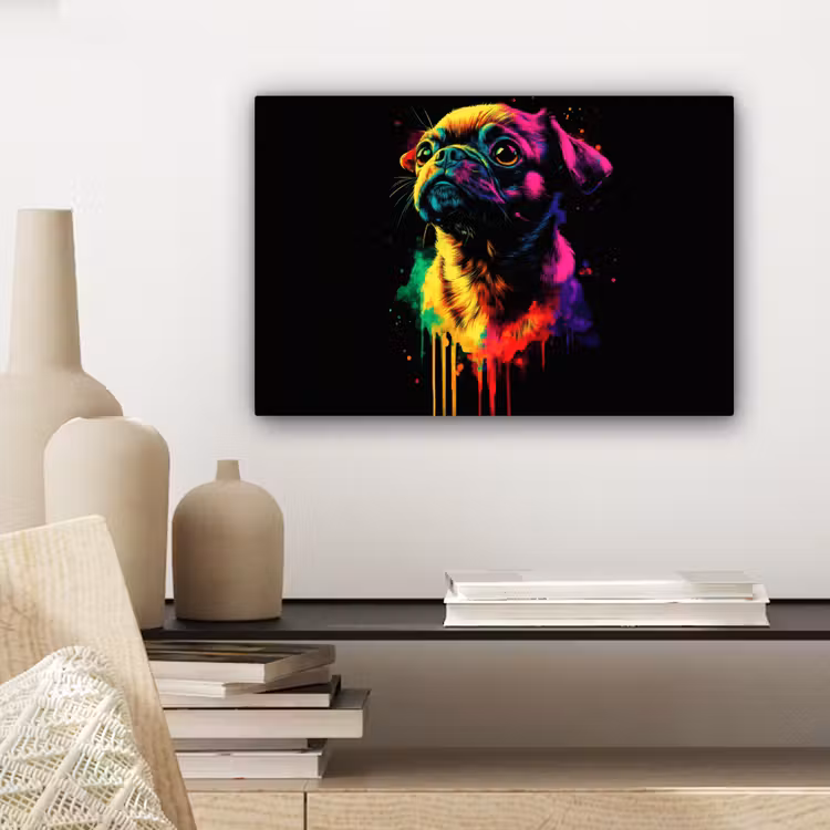 Canvas schilderij - Puck - Hond - Verf - Kleuren — 5