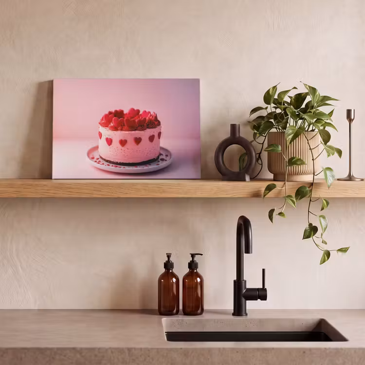 Canvas schilderij - Taart - Hart - Roze — 3