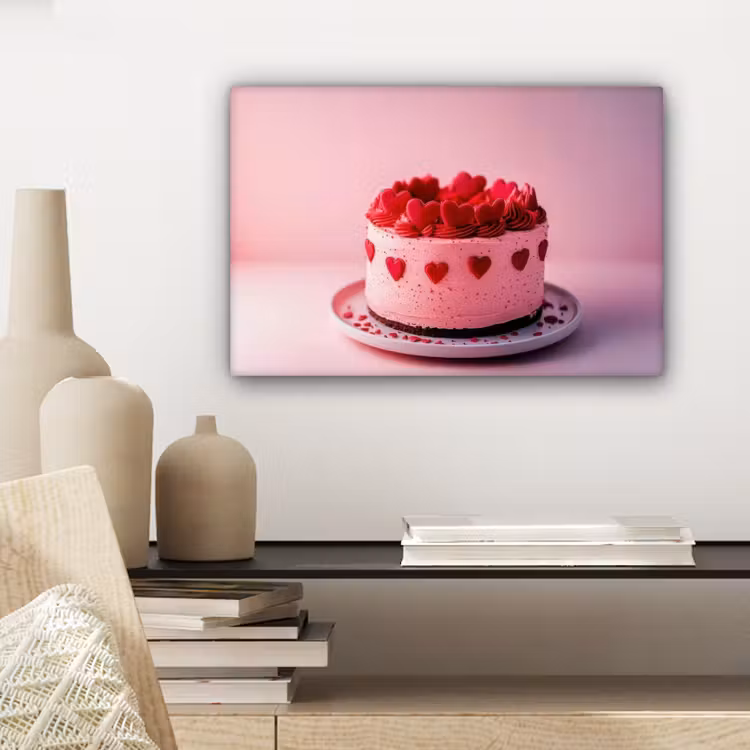 Canvas schilderij - Taart - Hart - Roze — 5