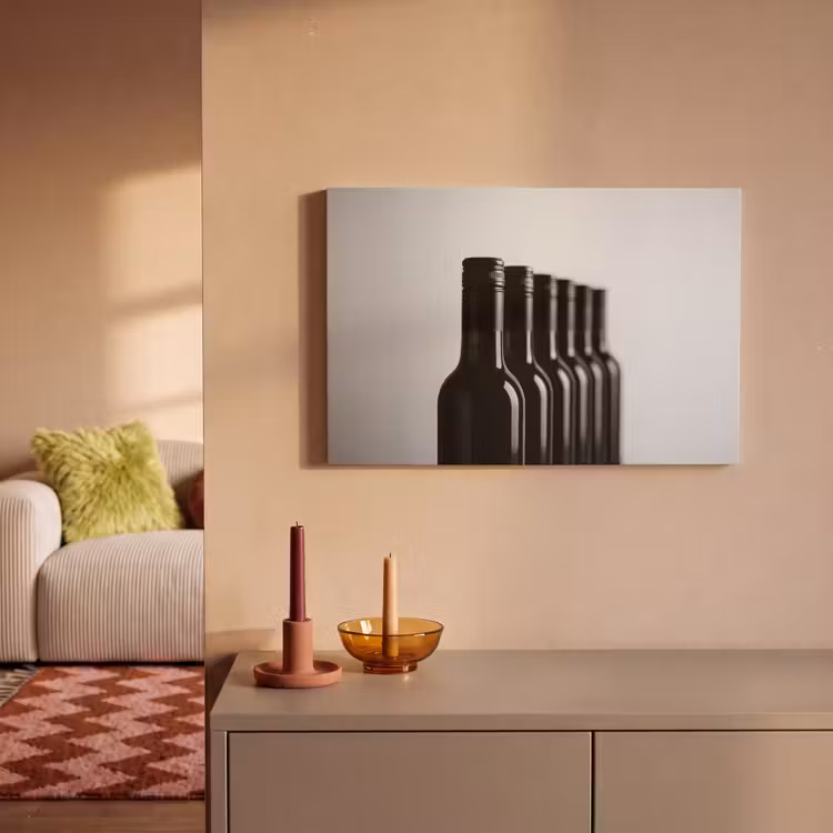 Canvas schilderij - Wijnflessen - Zwart - Minimalistisch — 2