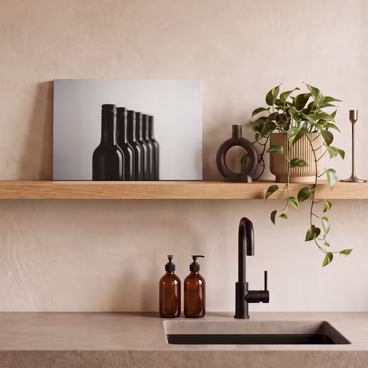 Canvas schilderij - Wijnflessen - Zwart - Minimalistisch — 3