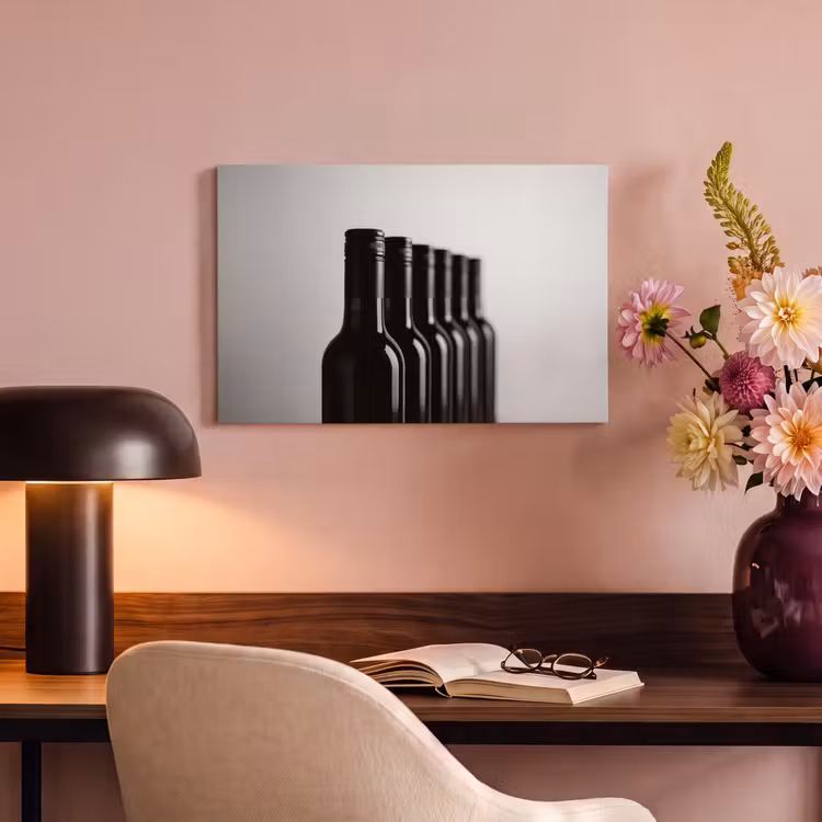 Canvas schilderij - Wijnflessen - Zwart - Minimalistisch — 4