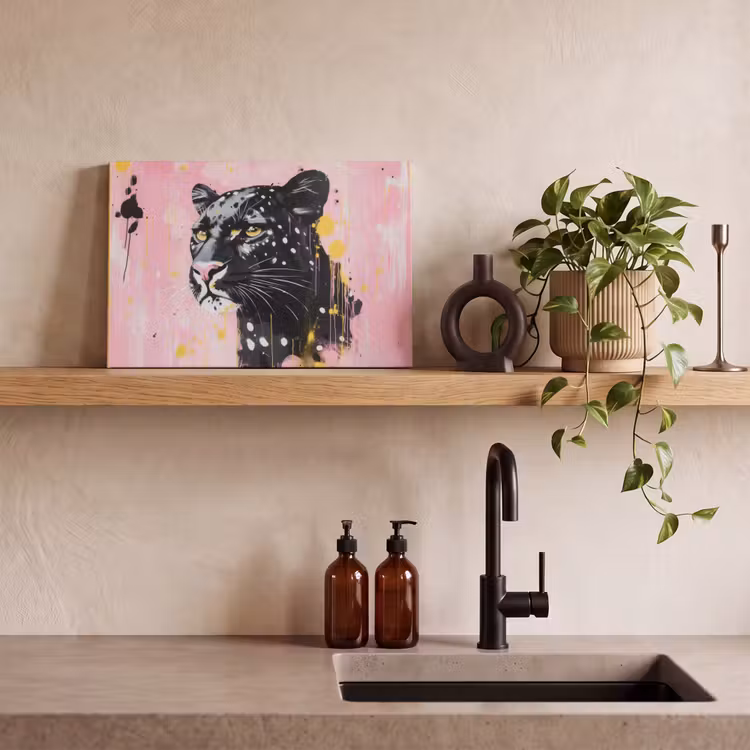 Canvas schilderij - Zwart - Panter - Roze - Abstract — 3
