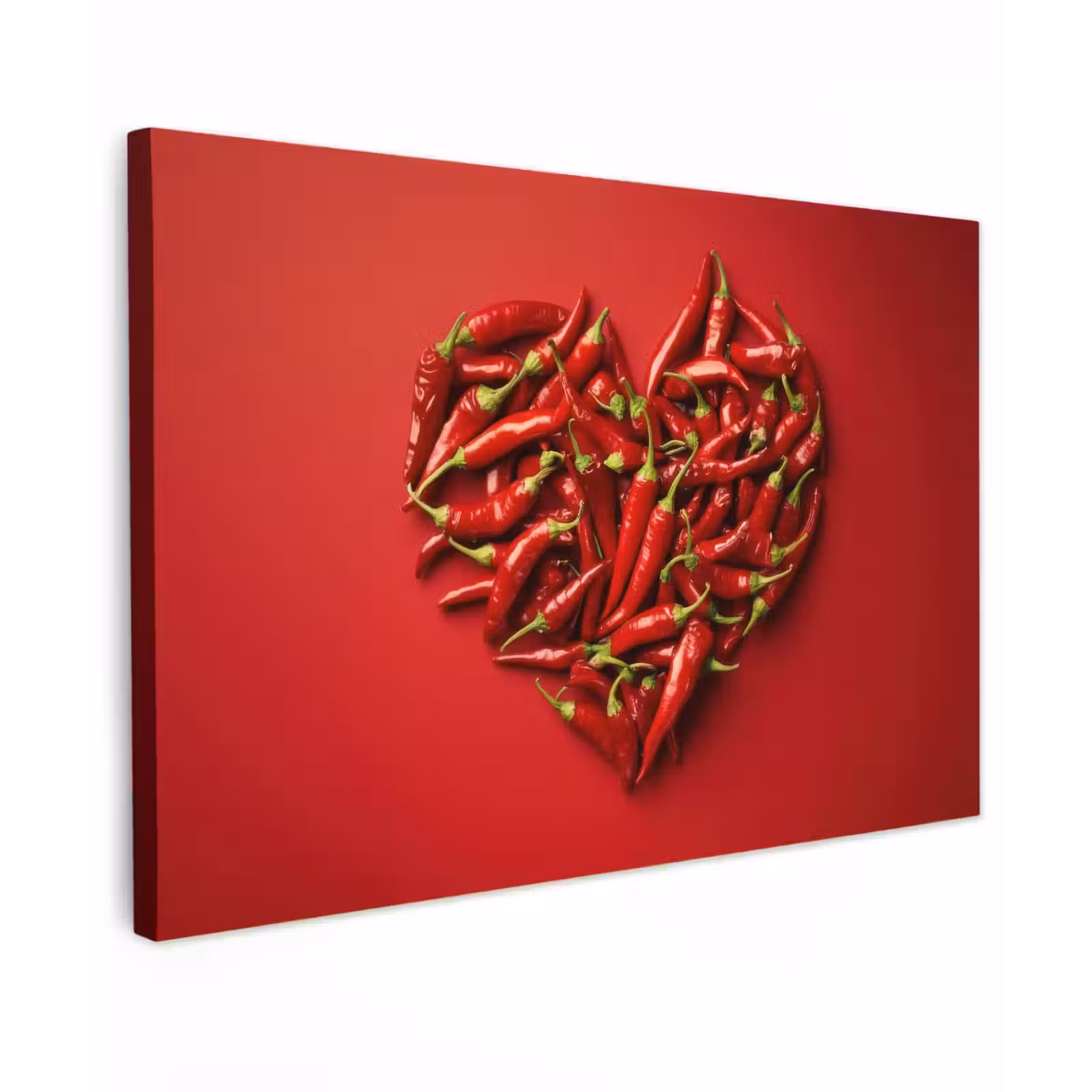 Canvas schilderij - Pepers - Rood - Hart — 1