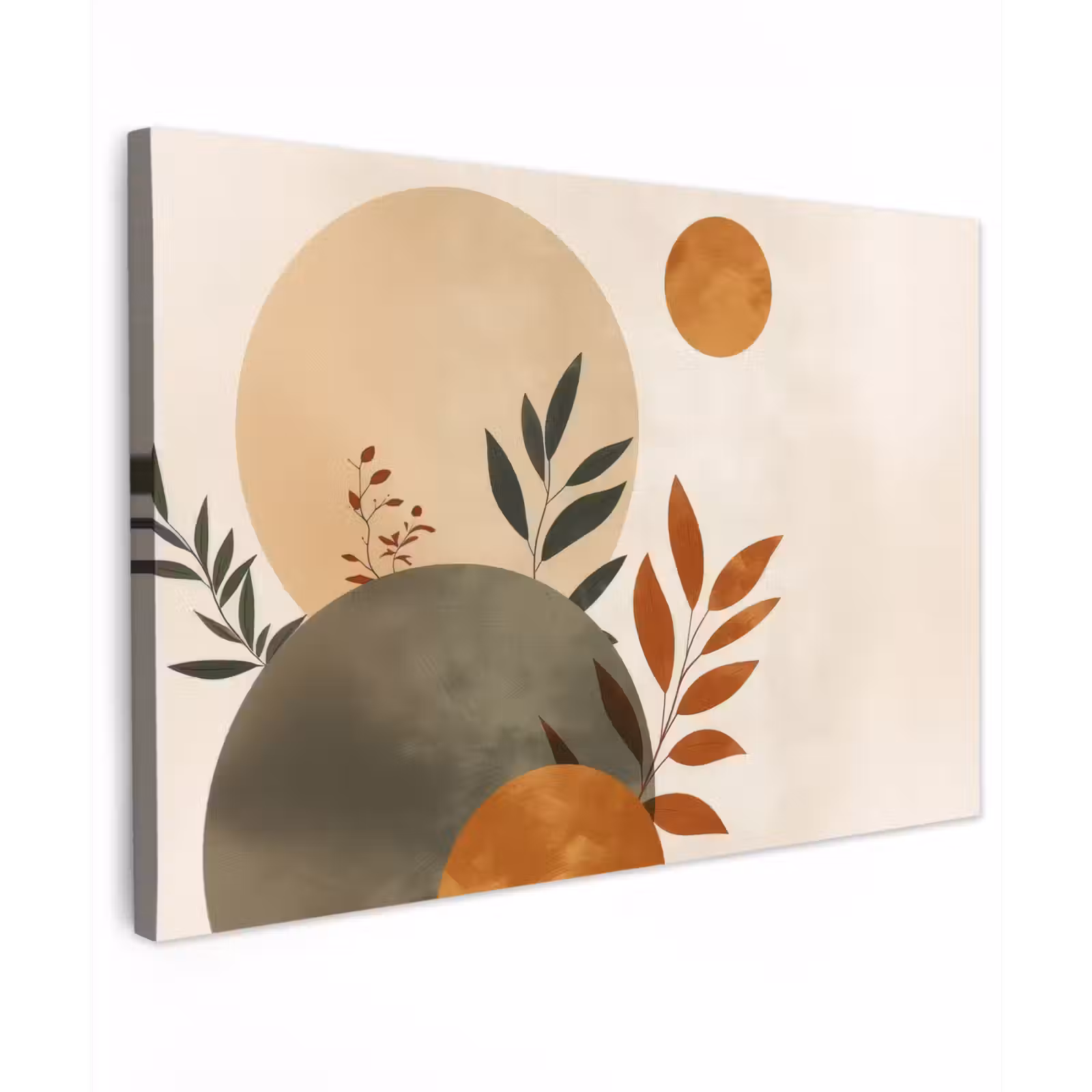 Canvas schilderij - Vormen - Rond - Bladeren - Beige — 1