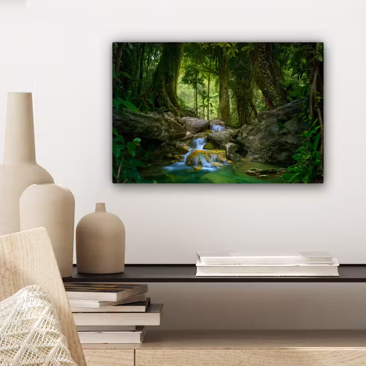 Canvas schilderij - Jungle - Stenen - Water - Natuur - Planten — 5