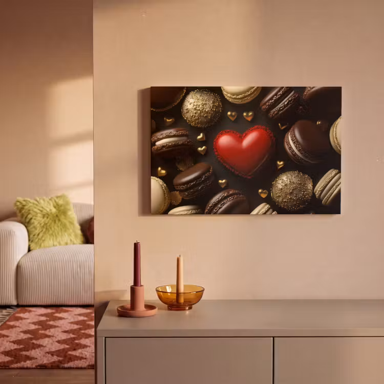 Canvas schilderij - Macarons - Rood - Hart — 2