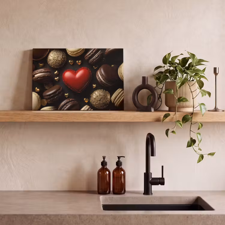 Canvas schilderij - Macarons - Rood - Hart — 3