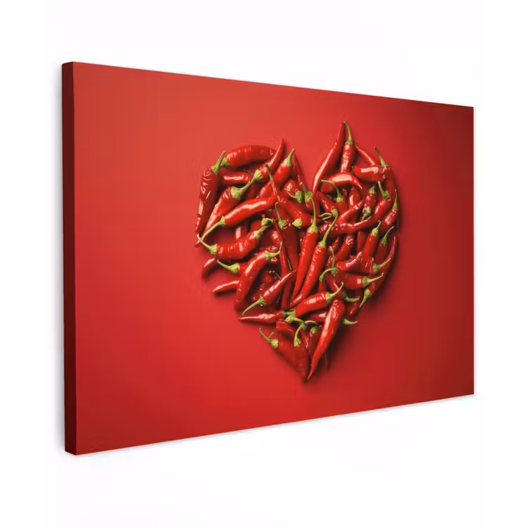 Canvas schilderij - Pepers - Rood - Hart — 1
