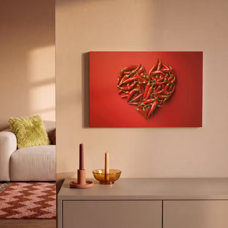 Canvas schilderij - Pepers - Rood - Hart — 2