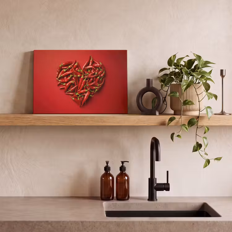 Canvas schilderij - Pepers - Rood - Hart — 3