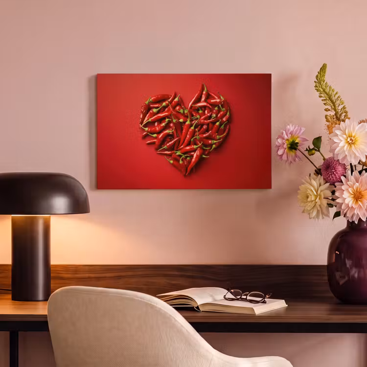 Canvas schilderij - Pepers - Rood - Hart — 4