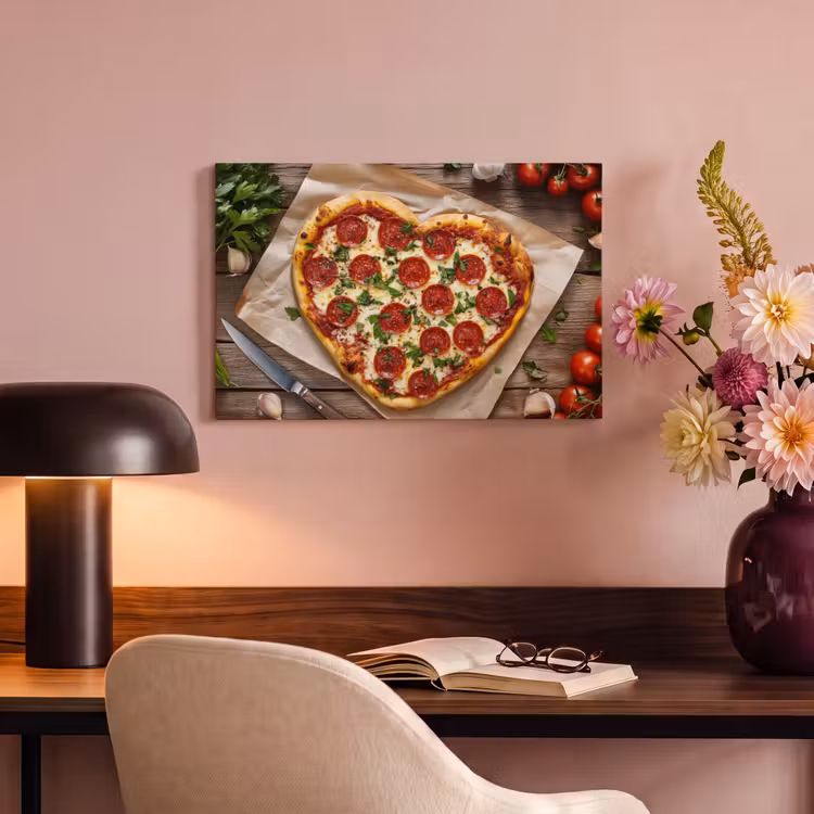 Canvas schilderij - Pizza - Hart - Pepperoni - Tomaat — 4