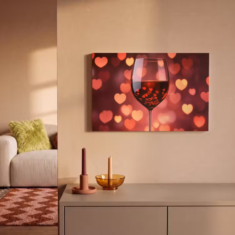 Canvas schilderij - Rood - Wijn - Hartjes — 2