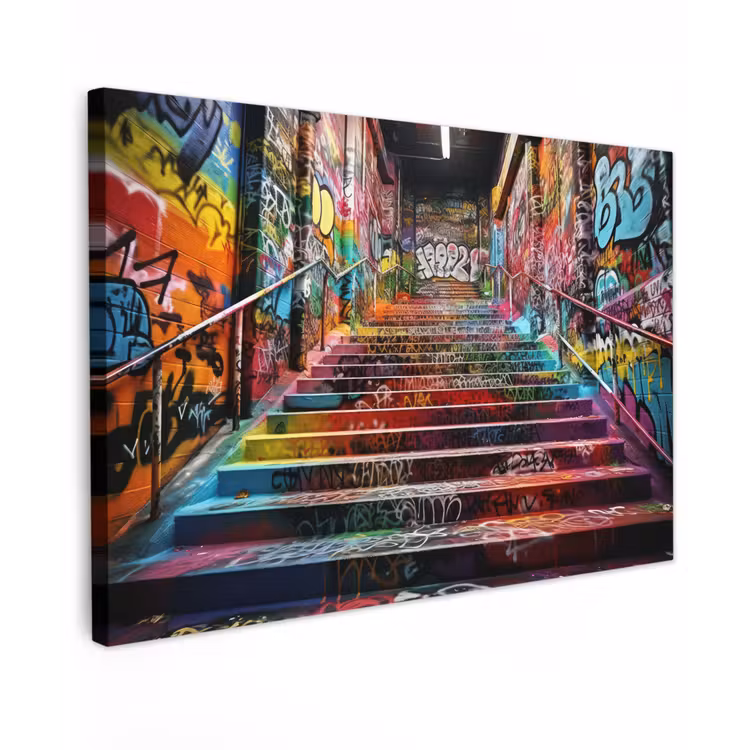Canvas schilderij - Trap - Graffiti - Kleuren - Kunst — 1