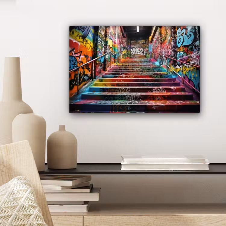 Canvas schilderij - Trap - Graffiti - Kleuren - Kunst — 5