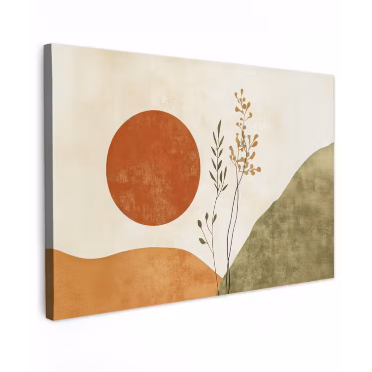 Canvas schilderij - Zon - Abstract - Takken - Oranje — 1