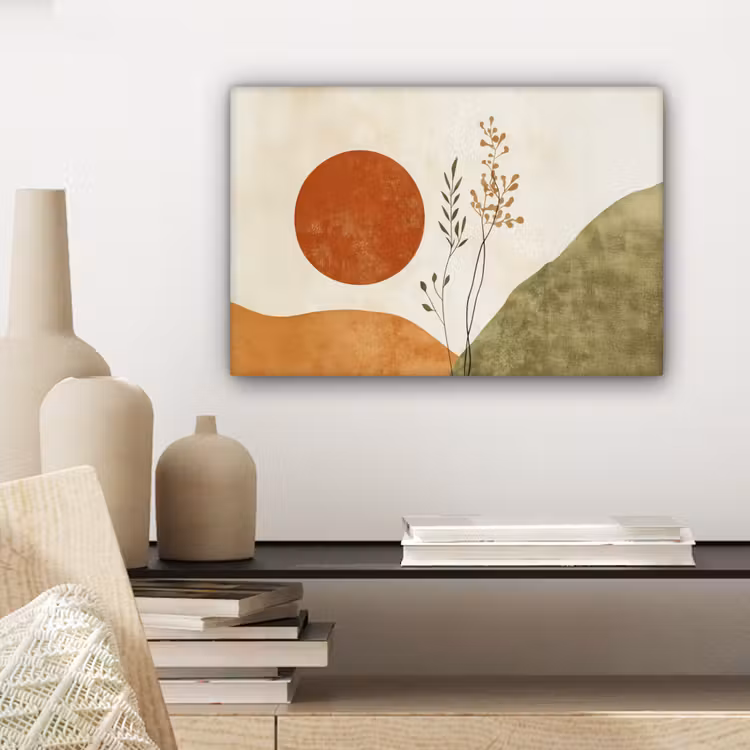Canvas schilderij - Zon - Abstract - Takken - Oranje — 5