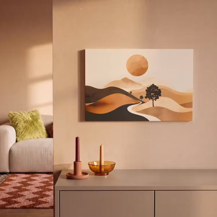Canvas schilderij - Zon - Heuvels - Boom - Abstract — 2