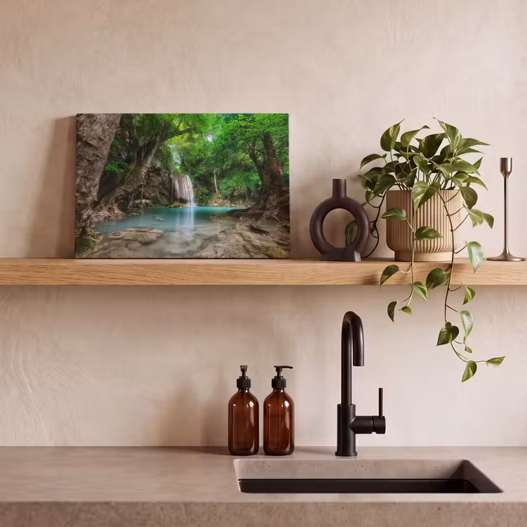 Canvas schilderij - Jungle - Waterval - Planten - Water - Natuur — 3