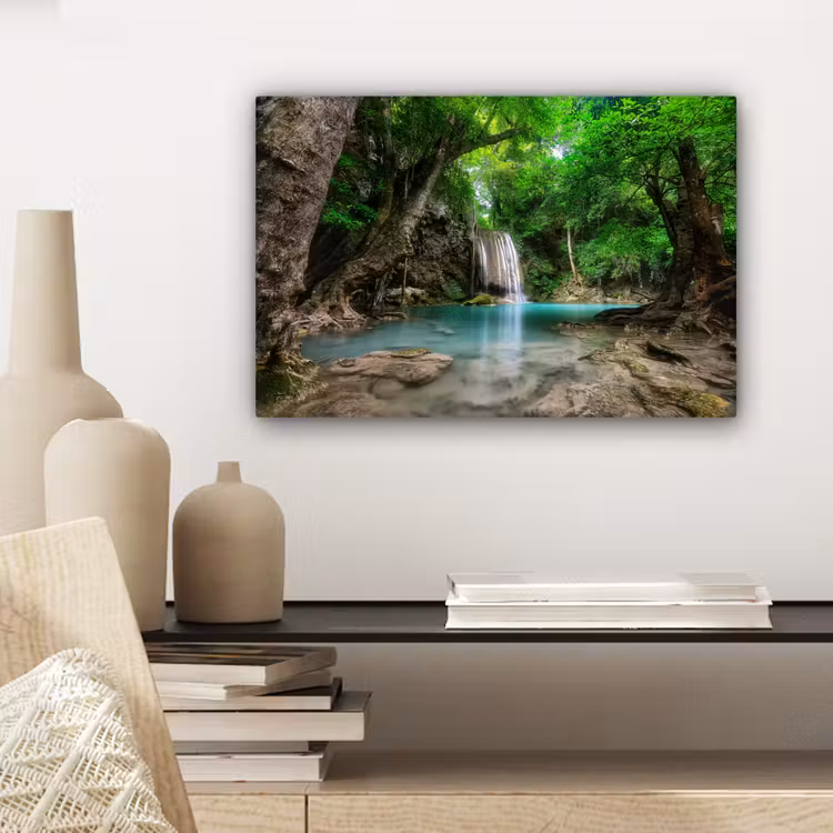 Canvas schilderij - Jungle - Waterval - Planten - Water - Natuur — 5