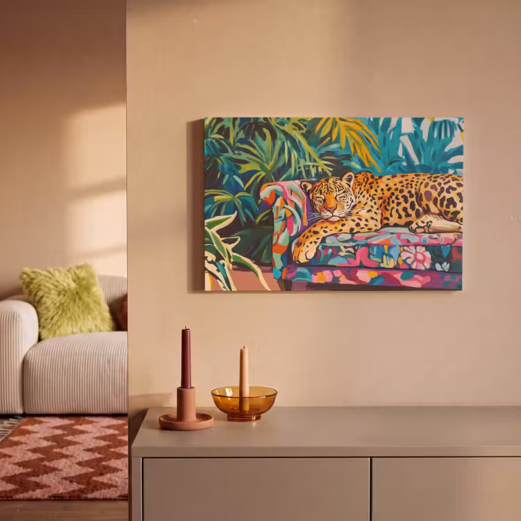 Canvas schilderij - Luipaard - Kleurrijk - Tropisch — 2