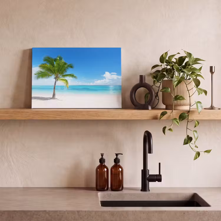 Canvas schilderij - Palmboom - Strand - Zee - Zomer — 3