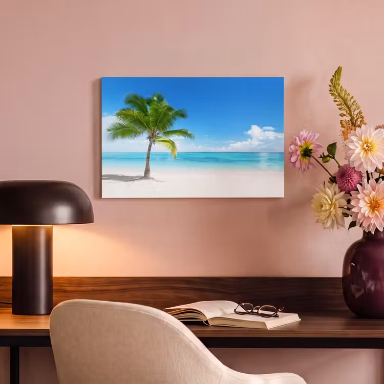 Canvas schilderij - Palmboom - Strand - Zee - Zomer — 4