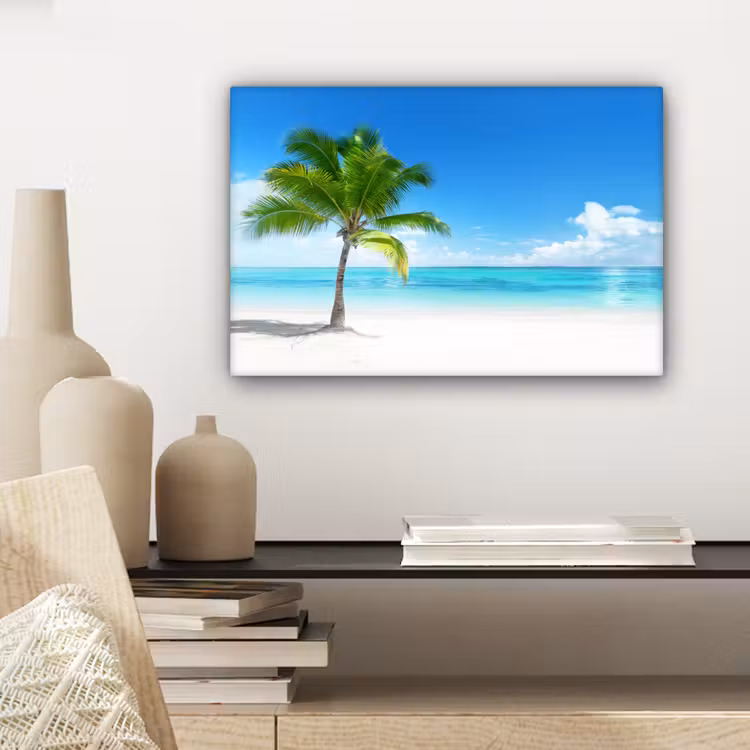 Canvas schilderij - Palmboom - Strand - Zee - Zomer — 5