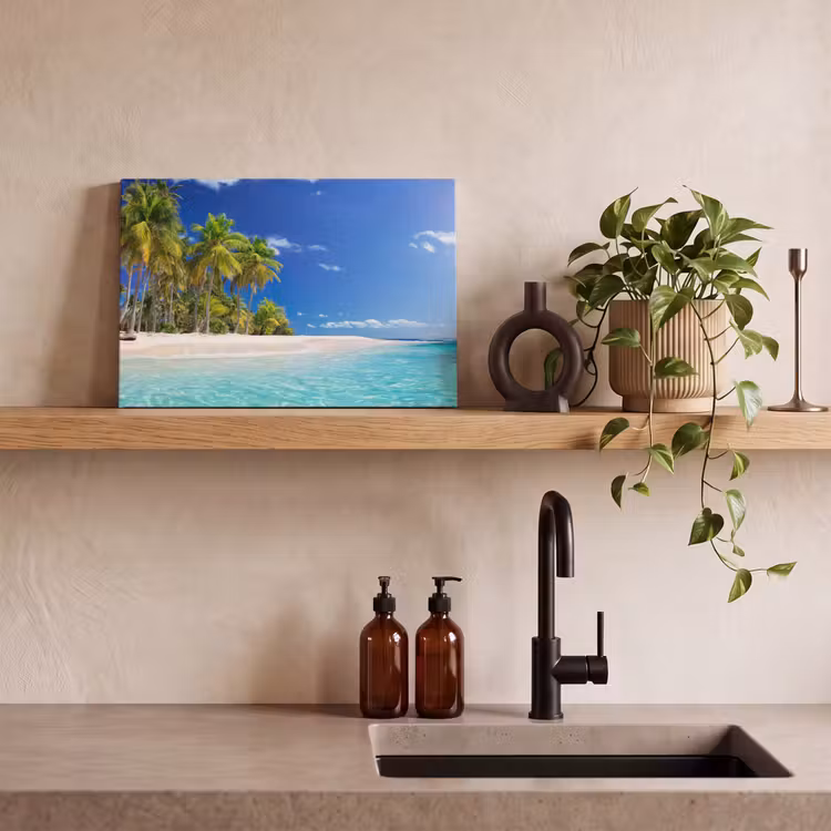 Canvas schilderij - Strand - Zee - Palmboom - Zon - Zomer — 3