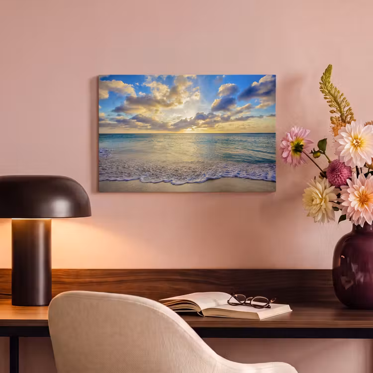 Canvas schilderij - Zee - Strand - Wolken - Zon — 4