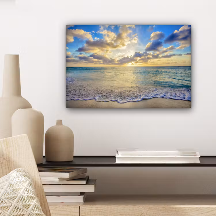 Canvas schilderij - Zee - Strand - Wolken - Zon — 5