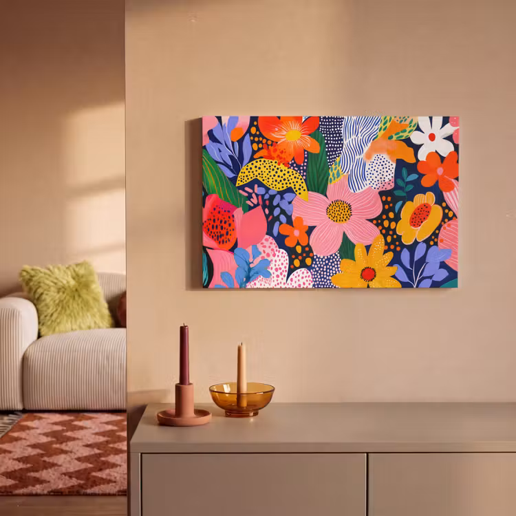 Canvas schilderij - Kleurrijk - Bloemen - Abstract - Stippen — 2