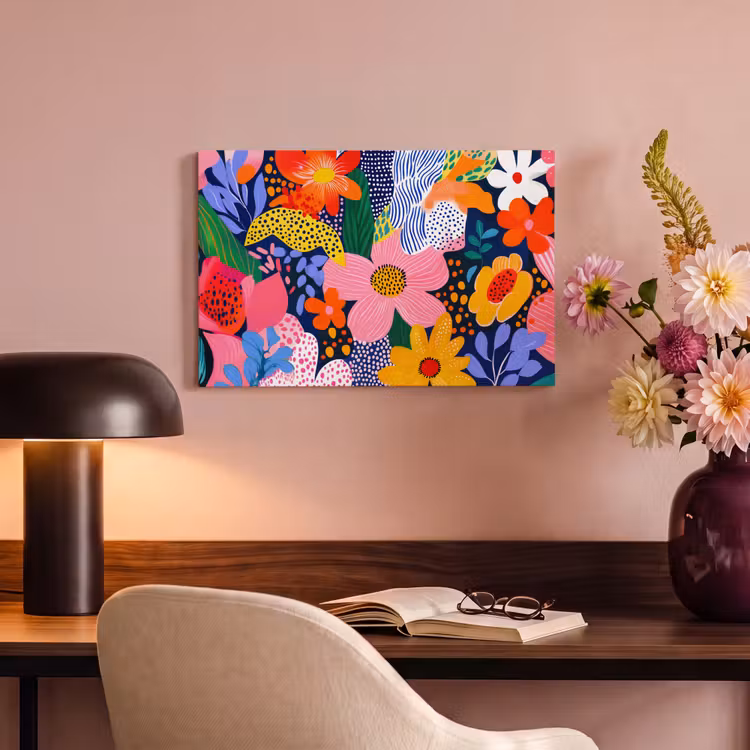 Canvas schilderij - Kleurrijk - Bloemen - Abstract - Stippen — 4