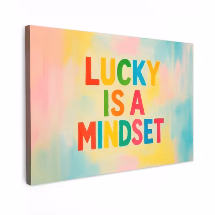 Canvas schilderij - Quote - Lucky - Regenboogkleuren — 1