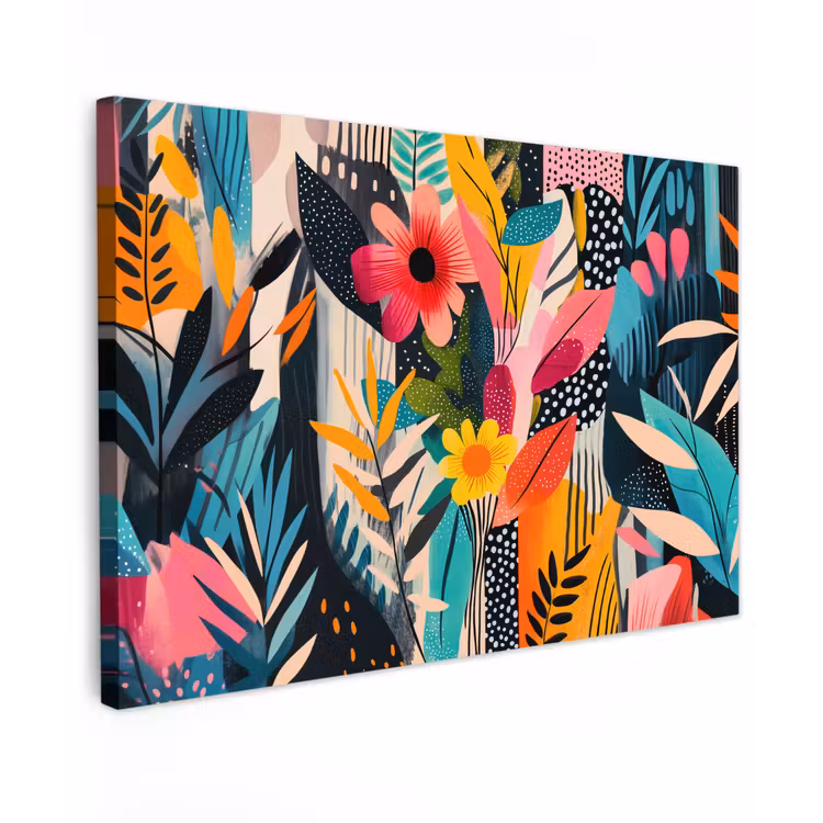 Canvas schilderij - Schilderij - Abstract - Bloemen - Roze — 1
