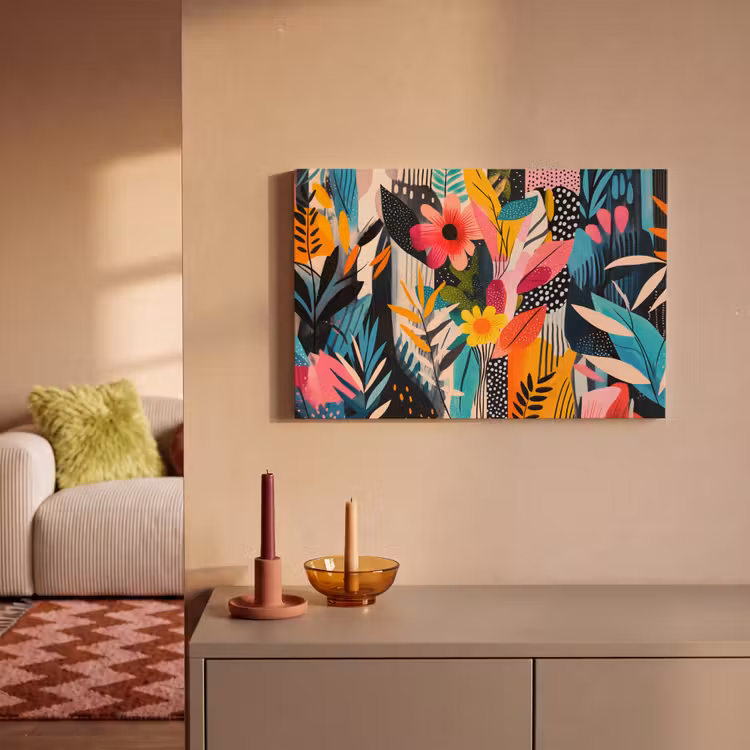Canvas schilderij - Schilderij - Abstract - Bloemen - Roze — 2