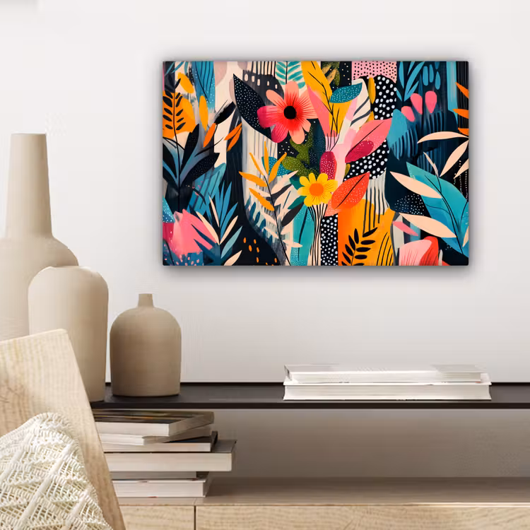 Canvas schilderij - Schilderij - Abstract - Bloemen - Roze — 5