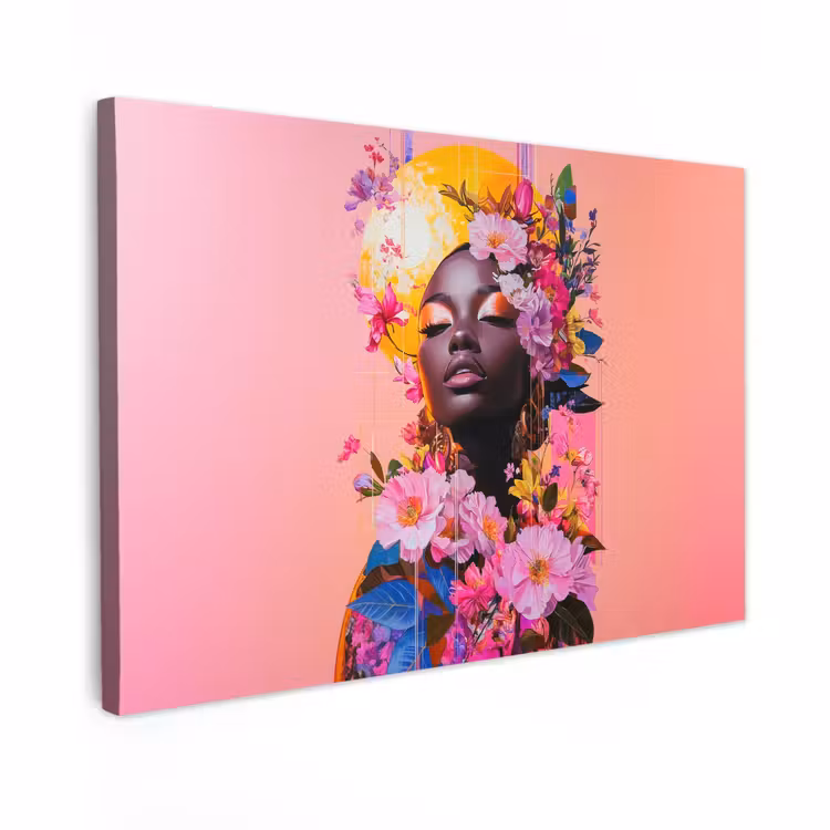 Canvas schilderij - Kleurrijk - Bloemen - Vrouw - Zon — 1