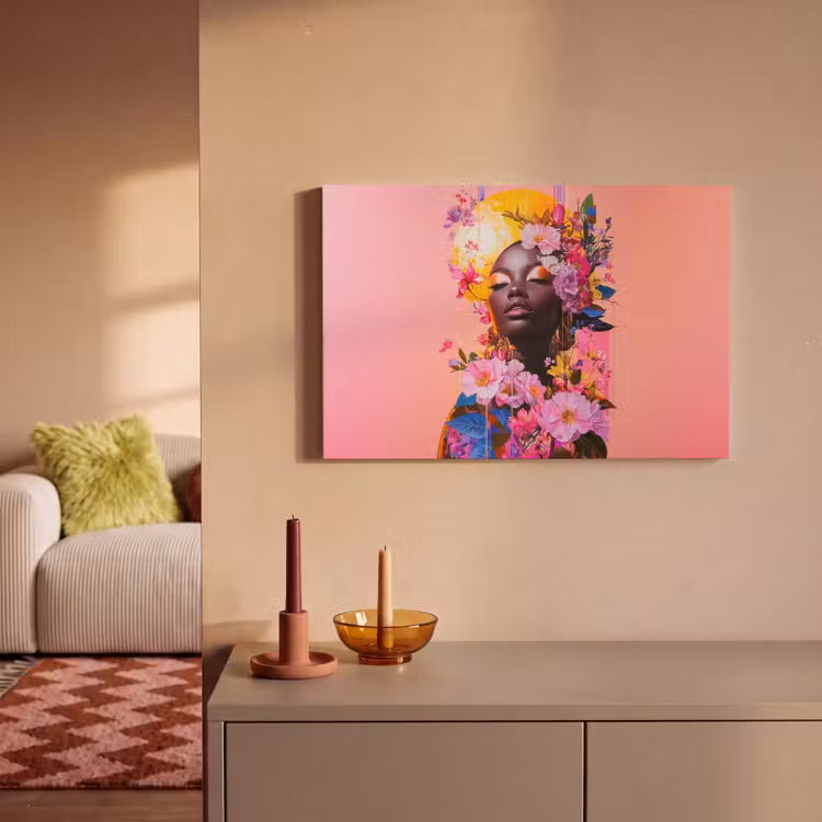 Canvas schilderij - Kleurrijk - Bloemen - Vrouw - Zon — 2