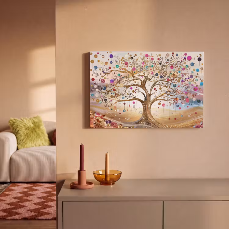 Canvas schilderij - Levensboom - Goud - Kleurrijk - Abstract - Aesthetic — 2