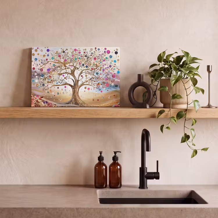 Canvas schilderij - Levensboom - Goud - Kleurrijk - Abstract - Aesthetic — 3
