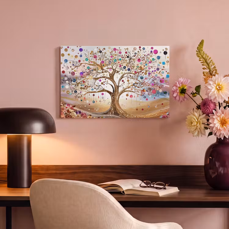 Canvas schilderij - Levensboom - Goud - Kleurrijk - Abstract - Aesthetic — 4