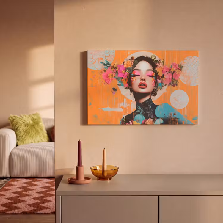Canvas schilderij - Portret - Vrouw - Abstract - Bloemen — 2